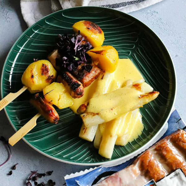 Erdäpfelspieße mit der Grill Käseplatte